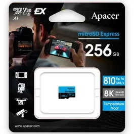 Apacer Tarjeta MicroSD Express 256GB UHS-I Clase 10, Velocidad 810MB/s Lectura, Graba 8K, Compatible Nintendo Switch, AP256GMCEXG3X17-RA